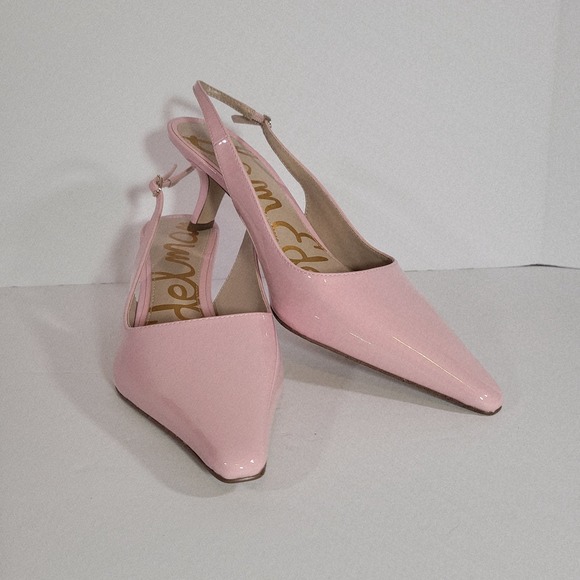 Sam Edelman Bianka Pink Patent Leather Slingback Pumps Pointed Toe MSRP $150 - Picture 7 of 16